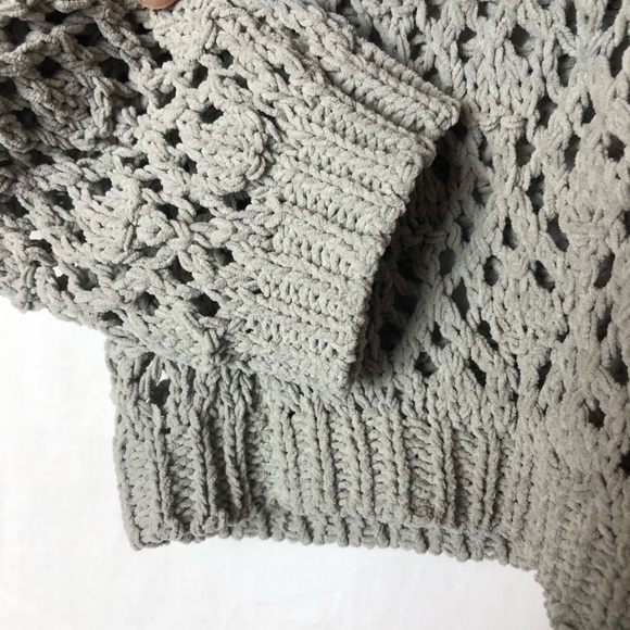 NWT! Nicole Miller Artelier Crochet Knit Button Front Taupe M Cardigan Boho Chic - Picture 3 of 7